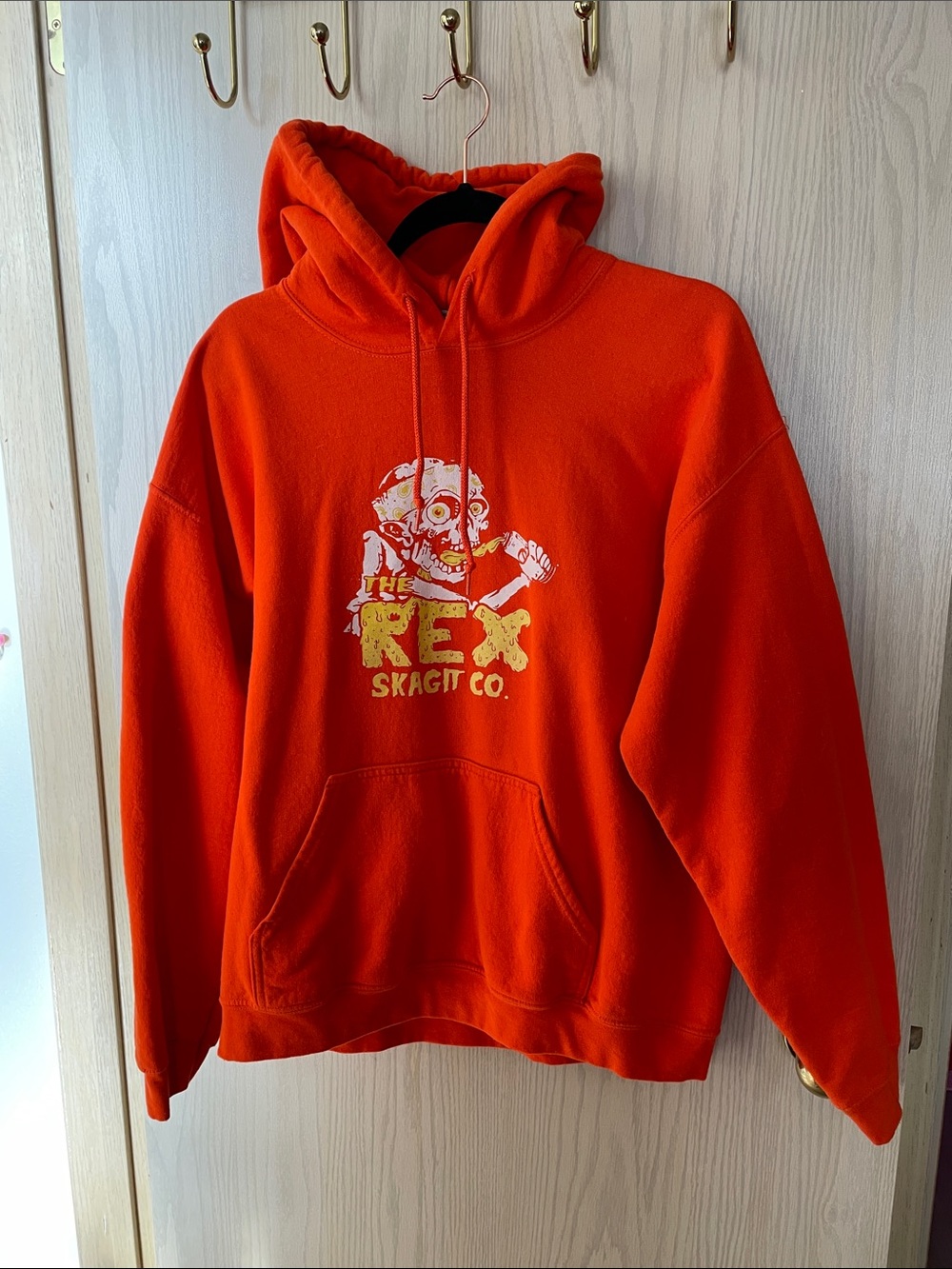 Gildan Bright Orange Graphic Hoodie with Kangaroo Pocket
